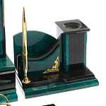 Настольный письменный набор из змеевика тёмно-зелёного цвета с декором в виде орла Successful Leader варинант исполнения - 5 | Loft Concept в Тюмени