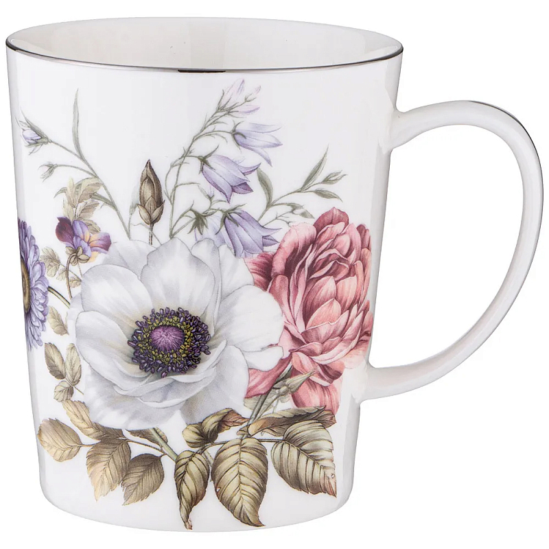 Кружка фарфоровая с рисунком цветов 400 мл Garden Whisper Porcelain Set Белый Мульти Кружка фарфоровая с рисунком цветов 400 мл Garden Whisper Porcelain Set Белый Мульти в Тюмени | Loft Concept