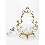 Конфетница с бронзовой ручкой и фарфоровой птичкой на крышке Eden Garden варинант исполнения - 2 | Loft Concept в Тюмени