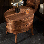 Прикроватный столик из дерева с 2-мя ящиками Moon Walnut Furniture варинант исполнения - 3 | Loft Concept в Тюмени