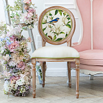 Стул бежевый из натурального бука с изображением птиц и цветов Blooming Blue Birds варинант исполнения - 3 | Loft Concept в Тюмени