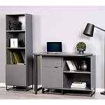 Стеллаж книжный цвета графит с 3-мя открытыми полками и дверкой Strict Lines варинант исполнения - 4 | Loft Concept в Тюмени