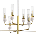 Люстра с 8-ю плафонами в форме стеклянных трубок и мраморных декоративных элементов Montreal варинант исполнения - 6 | Loft Concept в Тюмени