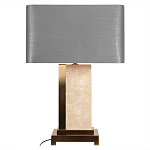 Настольная лампа с основанием из натурального камня c серым прямоугольным абажуром Lapis Tiburtinus варинант исполнения - 1 | Loft Concept в Тюмени