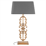 Настольная лампа на ажурном чугунном основании с тканевым серым абажуром Openwork Lamp варинант исполнения - 1 | Loft Concept в Тюмени
