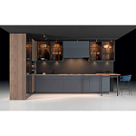 Комбинированный кухонный гарнитур сине-серого цвета с фасадом под дерево Benjamin Kitchen Set варинант исполнения - 4 | Loft Concept в Тюмени