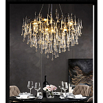 Люстра черная с прозрачными стеклянными подвесками в форме капель FAIRYTREE Light варинант исполнения - 4 | Loft Concept в Тюмени