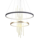 Люстра подвесная с 2-мя круглыми подвесами в черном и золотистом цвете и вертикальными подвесками Ring Horizontal варинант исполнения - 1 | Loft Concept в Тюмени