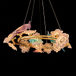 Люстра круглая на золотом каркасе с птичками и цветочным декором Miscellaneous herbs варинант исполнения - 4 | Loft Concept в Тюмени