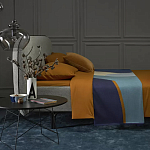 Плед из хлопка синего цвета с абстрактным принтом Elysian Flow Ocean варинант исполнения - 6 | Loft Concept в Тюмени