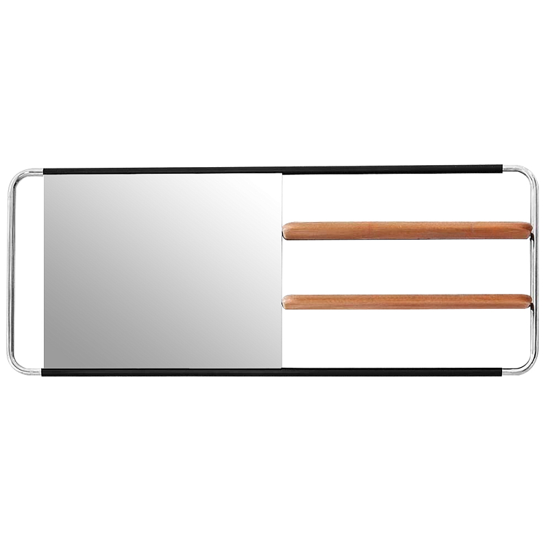 Настенное зеркало с двумя полками Two Shelves Functional Mirrors Древесина Черный Хром Настенное зеркало с двумя полками Two Shelves Functional Mirrors Древесина Черный Хром в Тюмени | Loft Concept