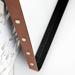 Зеркало прямоугольное в металлической раме с кожаной отделкой Loft in Reflection варинант исполнения - 3 | Loft Concept в Тюмени