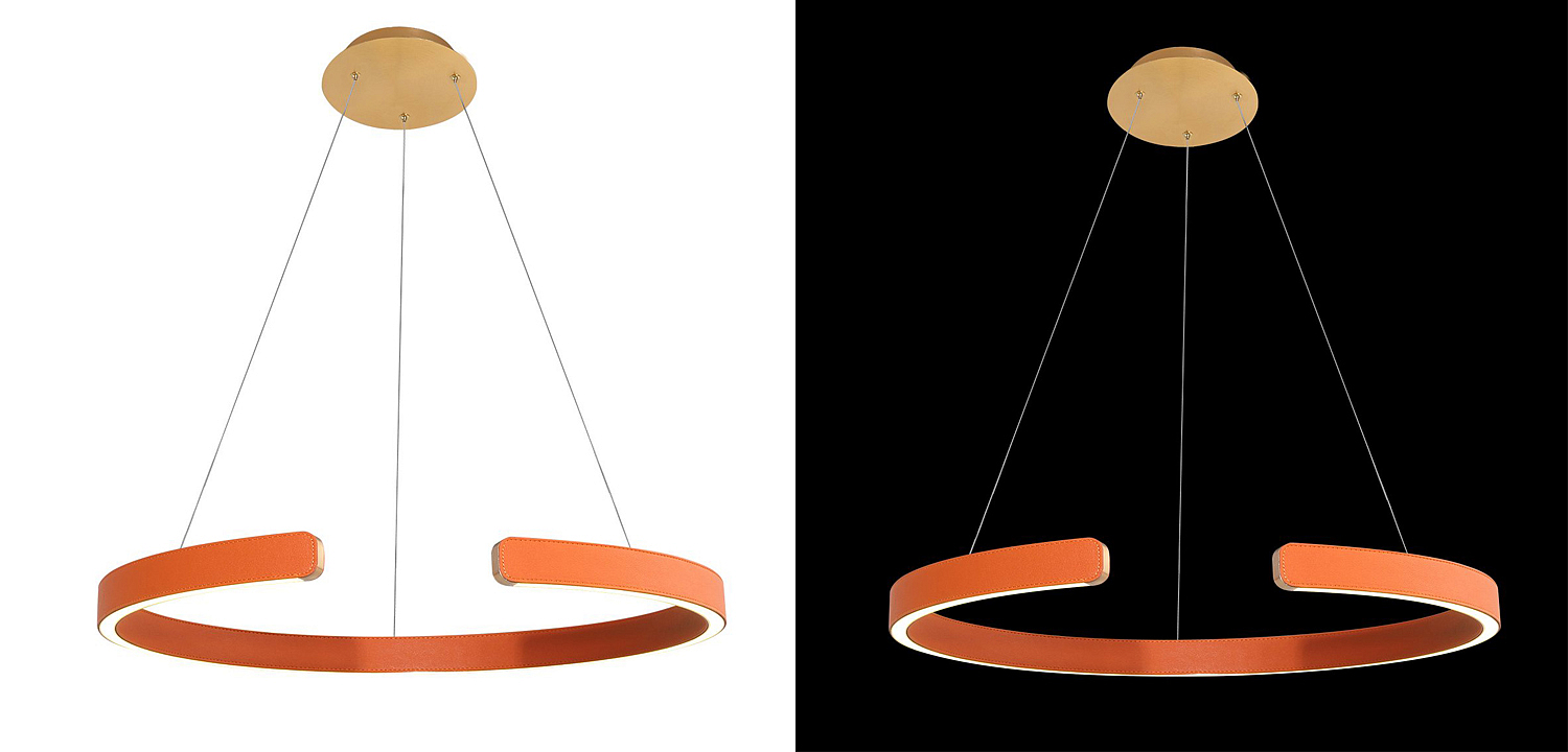 Подвесной светильник Half Ring orange leather Подвесной светильник Half Ring orange leather - Loft-Concept в Тюмени