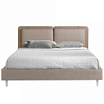 Кровать двуспальная серая с изголовьем из экокожи и ткани Modern Look варинант исполнения - 3 | Loft Concept в Тюмени