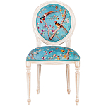 Стул из массива бука бирюзовый с изображением птиц и цветов Turquoise Beige Chinoiserie Peach Garden Chair варинант исполнения - 1 | Loft Concept в Тюмени
