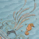 Обои с вышивкой ручной работы Amami Waves Moonbeam colourway on silk moire варинант исполнения - 3 | Loft Concept в Тюмени