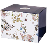 Чайный сервиз из фарфора темно-синий с рисунком цветов на 6 персон 14 предметов 300 мл Garden Whisper Porcelain Set  варинант исполнения - 4 | Loft Concept в Тюмени