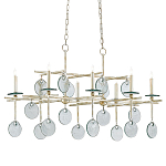 Люстра линейная с круглыми прозрачными подвесками  Horizontal Rectangular Chandelier варинант исполнения - 2 | Loft Concept в Тюмени