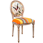 Стул бежевый в разноцветную полоску из натурального бука с изображением птиц и цветов Blooming Red Birds Colorful Stripes Chair варинант исполнения - 2 | Loft Concept в Тюмени