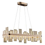 Люстра подвесная прямоугольная с рифлёными прозрачными элементами и золотым основанием Aurea Vista варинант исполнения - 1 | Loft Concept в Тюмени