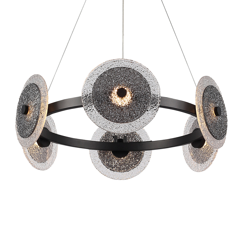 Люстра с плафонами из фактурного двойного стекла Heterochromia Дымчатый (Smoke) Черный в Тюмени | Loft Concept 