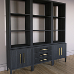 Модульный стеллаж Primo из трех составных элементов Черный дуб варинант исполнения - 3 | Loft Concept в Тюмени