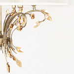 Люстра подвесная круглая с тканевым полупрозрачным абажуром и подвесками 6 ламп Gilded Elegance варинант исполнения - 6 | Loft Concept в Тюмени