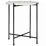 Кофейный столик с круглой разноцветной столешницей на 4-х черных ножках Multicolored Stone Composite варинант исполнения - 1 | Loft Concept в Тюмени