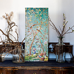 Постер на холсте в стиле шинуазри с изображением сада Chinoiserie Imperial Garden Birds and People Poster варинант исполнения - 3 | Loft Concept в Тюмени