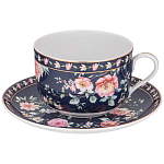 Чайный набор из фарфора синий на 6 персон 12 предметов Flower Porcelain Collection варинант исполнения - 1 | Loft Concept в Тюмени