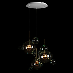 Люстра подвесная с прозрачными бирюзовыми стеклянными шарами и круглым основанием 3 лампы Giopato & Coombes варинант исполнения - 2 | Loft Concept в Тюмени