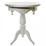 Стол приставной круглый белого цвета из массива бука с легкими потертостями White Provence варинант исполнения - 1 | Loft Concept в Тюмени