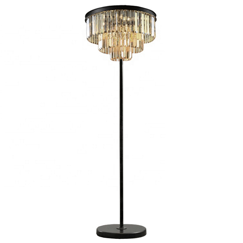 Торшер Odeon Floor Lamp  Черный Мрамор Nero Хром Прозрачное Стекло Серый (Gray) Янтарь (Amber) в Тюмени | Loft Concept 