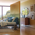 Комод округлой формы с тремя ящиками Walnut and Leather варинант исполнения - 8 | Loft Concept в Тюмени