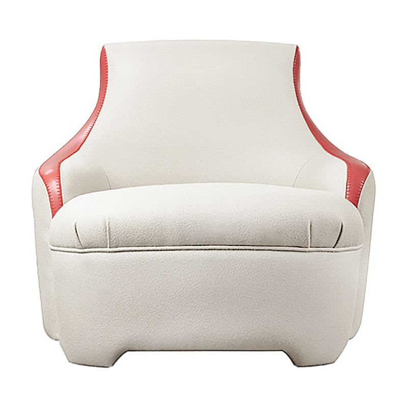 Премиальное кресло с вставками из кожи Holland Белый Коралловый в Тюмени | Loft Concept 