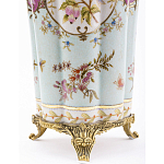 Ваза голубого цвета из фарфора с цветочным рисунком и бронзовой стрекозой Blue Garden варинант исполнения - 3 | Loft Concept в Тюмени