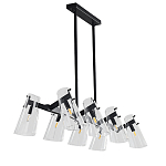 Люстра светодиодная с 8-ю прозрачными плафонами из акрила и стали Glass Cylinder Black варинант исполнения - 3 | Loft Concept в Тюмени