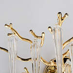 Бра золотого цвета с разветвленными ветвями и длинными прозрачными подвесками в форме стеклянных сосулек Droplet Chandelier варинант исполнения - 5 | Loft Concept в Тюмени