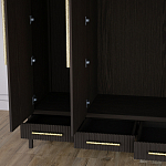 Большой Шкаф Primo Темный орех с 3 дверьми и 3 выдвижными ящиками варинант исполнения - 7 | Loft Concept в Тюмени