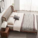 Кровать двуспальная с мягким изголовьем Moon Walnut Bed варинант исполнения - 4 | Loft Concept в Тюмени