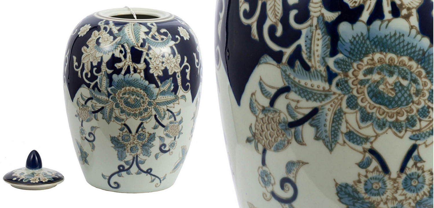 Ваза с крышкой Blue & White Ornament Vase barrel Ваза с крышкой Blue & White Ornament Vase barrel - Loft-Concept в Тюмени
