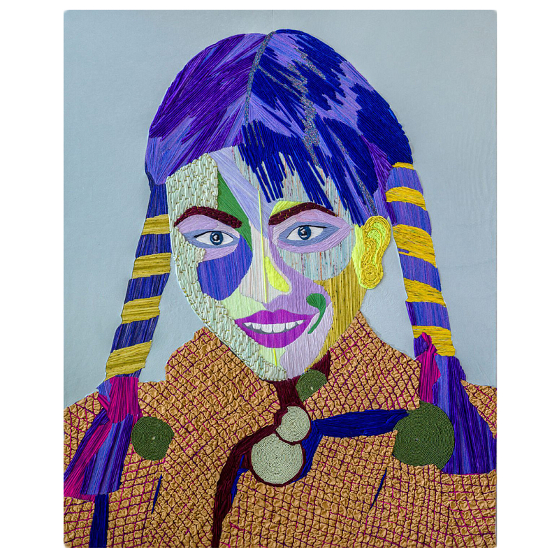 Картина с вышивкой Портрет wall panel People with the yellow ear 3 Синий Коричневый Картина с вышивкой Портрет wall panel People with the yellow ear 3 Синий Коричневый в Тюмени | Loft Concept
