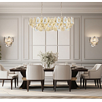 Люстра овальная с многослойными белыми и прозрачными подвесками Character Chandelier варинант исполнения - 6 | Loft Concept в Тюмени