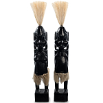 Комплект из 2-х деревянных статуэток Asmat Straw Headdress Statuettes Black варинант исполнения - 4 | Loft Concept в Тюмени