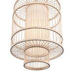 Подвесной светильник из деревянных прутьев с плафоном из натуральной ткани Light Inside the Cell варинант исполнения - 5 | Loft Concept в Тюмени