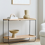 Консоль деревянной столешницей и полкой Wooden Table Top and Shelf варинант исполнения - 6 | Loft Concept в Тюмени