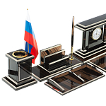 Настольный письменный набор с часами из природного камня обсидиана Team leader варинант исполнения - 3 | Loft Concept в Тюмени