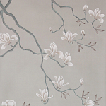 Обои ручная роспись Magnolia Canopy Original Colourway on Oyster Shell metallic silk варинант исполнения - 2 | Loft Concept в Тюмени