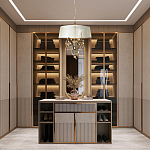 Люстра подвесная круглая с тканевым полупрозрачным абажуром и подвесками 4 лампы Gilded Elegance варинант исполнения - 8 | Loft Concept в Тюмени