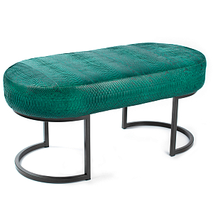 Пуф из натуральной кожи питона изумрудный цвет